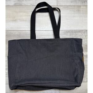 SMRITI Large Deep Gray Canvas Slouchy Tote Bag Office Business Casual